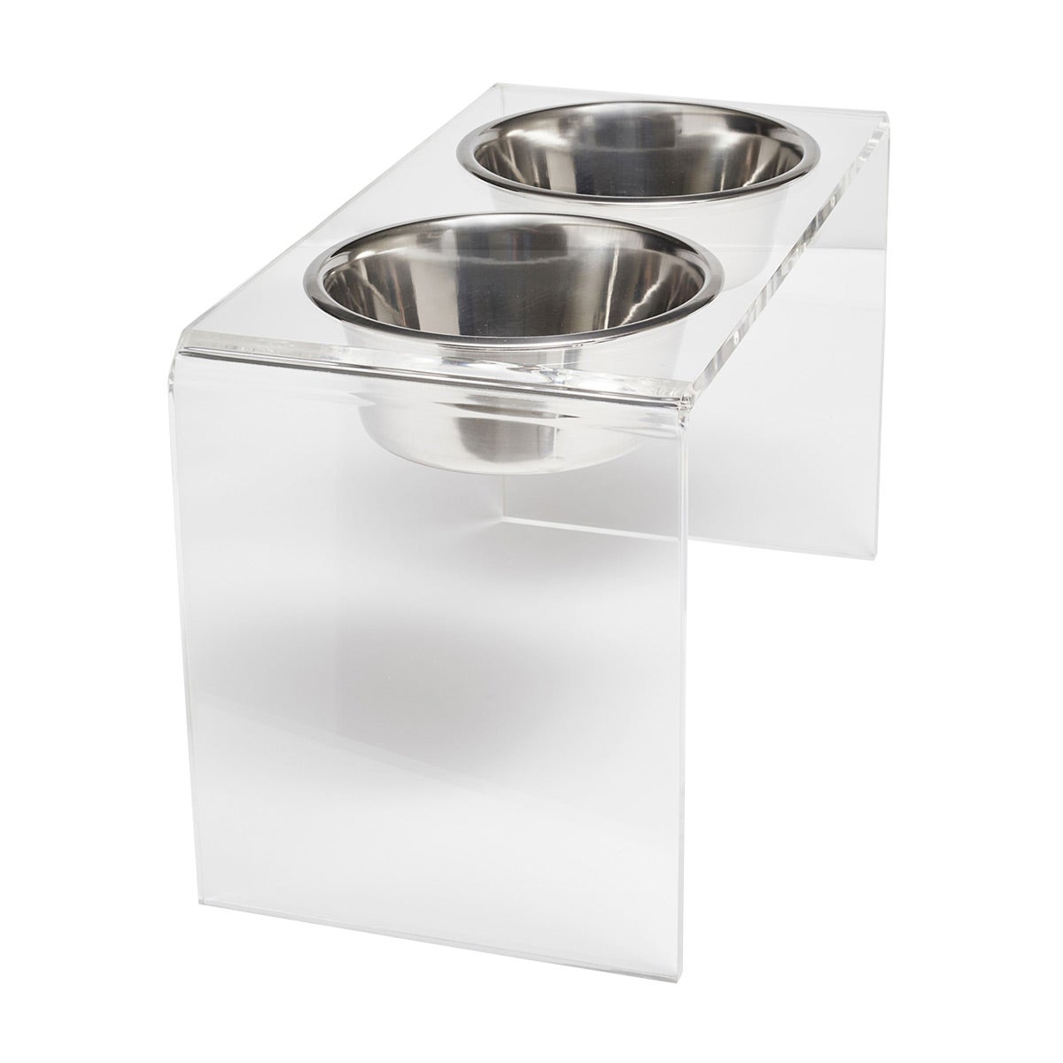 Hiddin Clear View Double Elevated Dog Bowl, Clear, Gold, 4 Cup