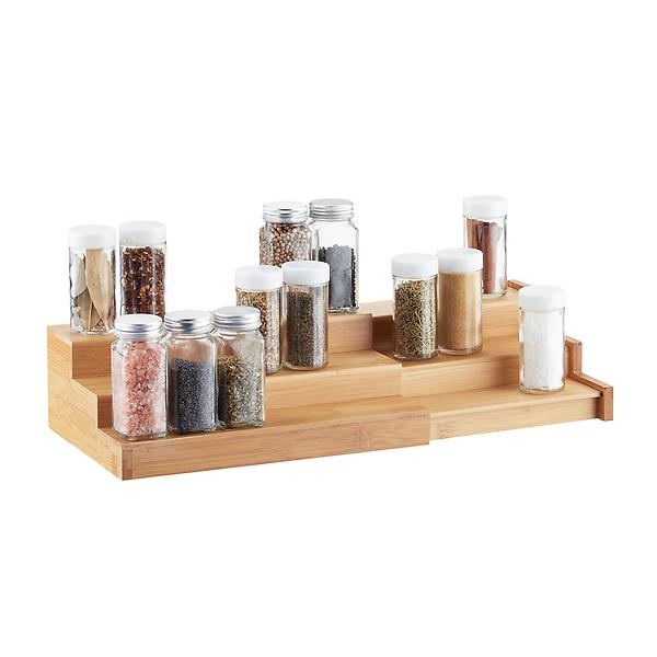Cube Bamboo Spice Rack Countertop Drawer Seasoning Organizer 16 PRE-FILLED  Jars