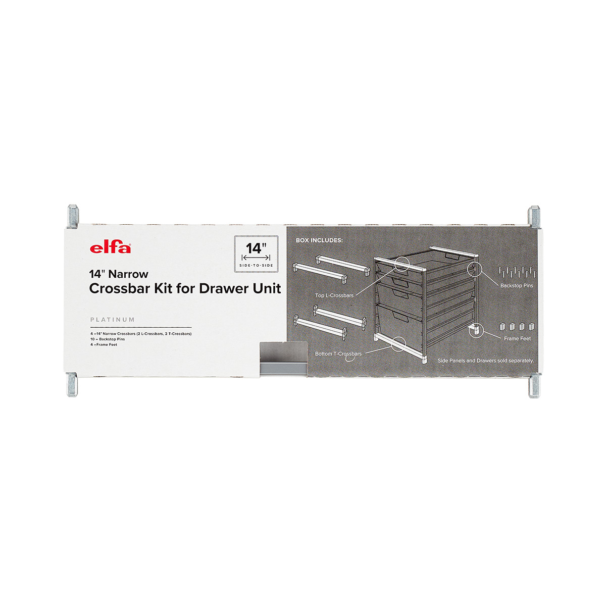 Elfa DRAWER SYSTEM-45 BASIC CROSSBAR KIT 4-Pieces For Frame, Steel