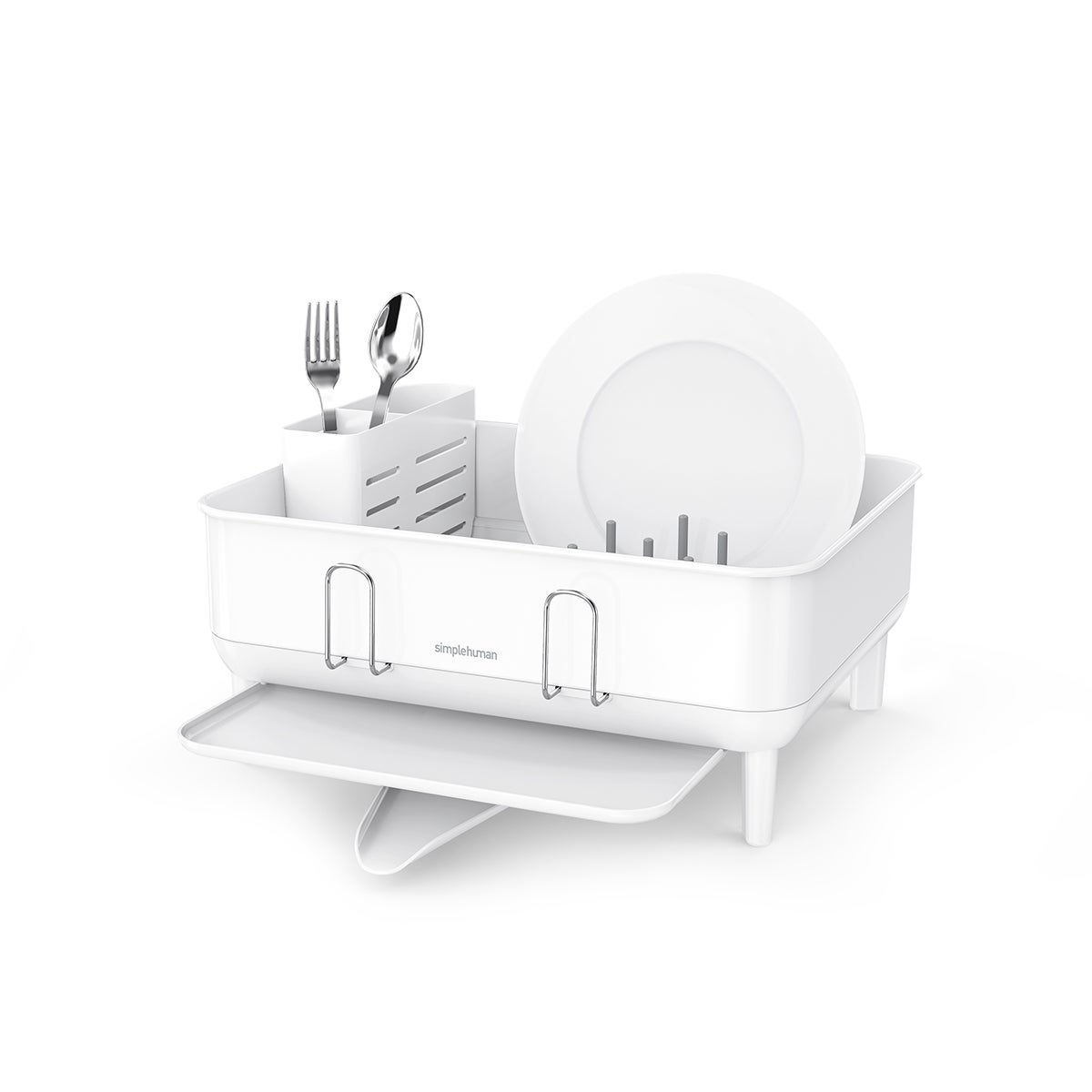 Compact Steel Frame Dishrack, White, simplehuman