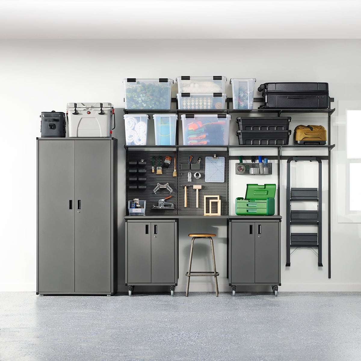Garage Plus 8' Garage Solution with Tall Cabinet | The Container Store