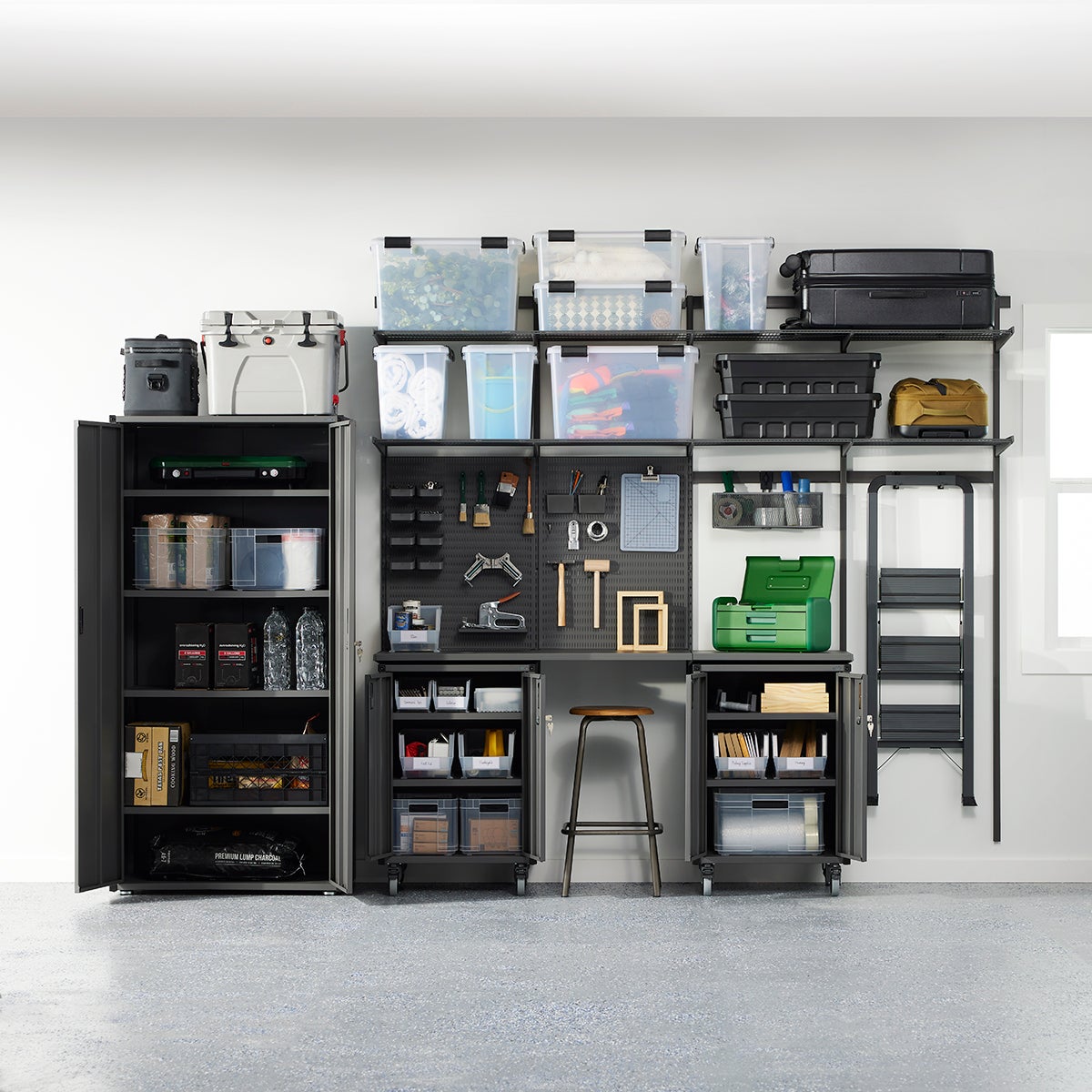 Garage Plus 8' Garage Solution with Tall Cabinet | The Container Store