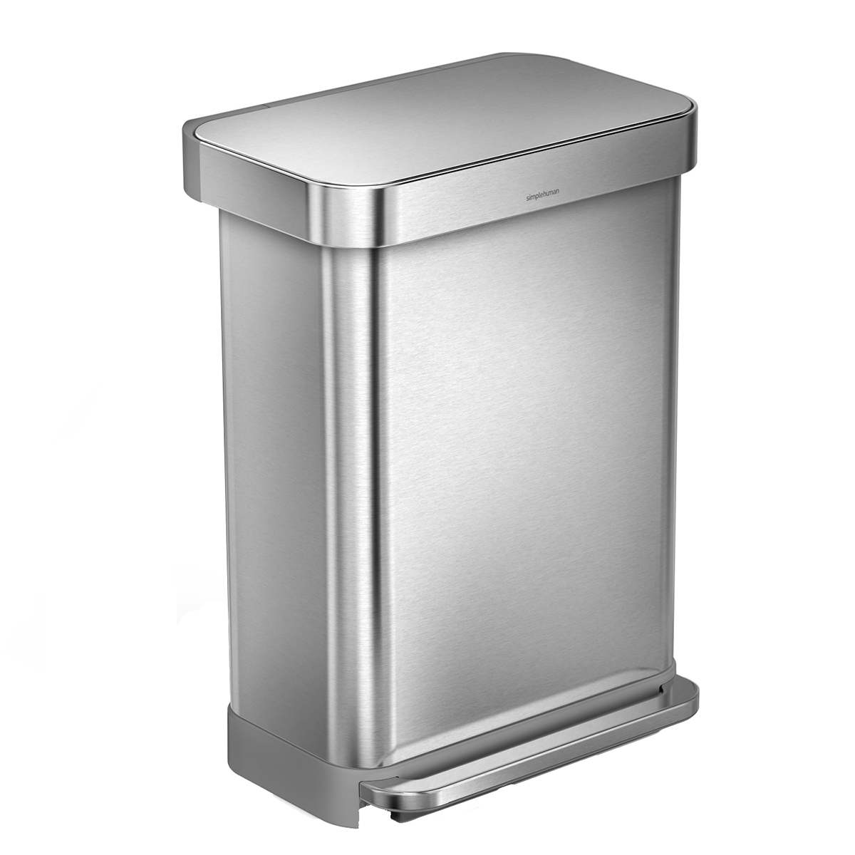 simplehuman Rectangular Stainless Steel Dual Compartment Step Can 15.3  Gallons Brushed Stainless Steel - Office Depot