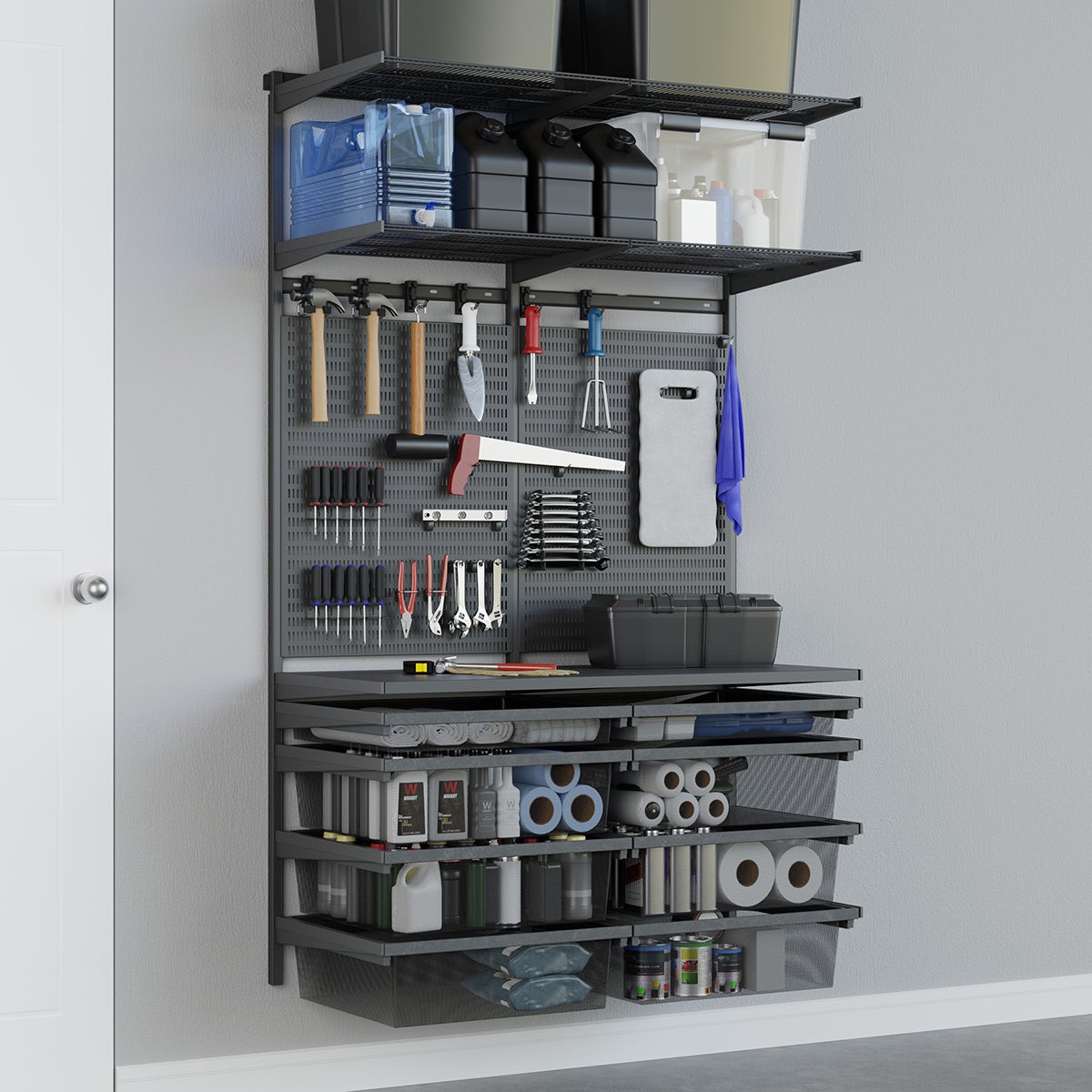 Garage Plus 4' Garage Solution with Mesh Hanging Drawers