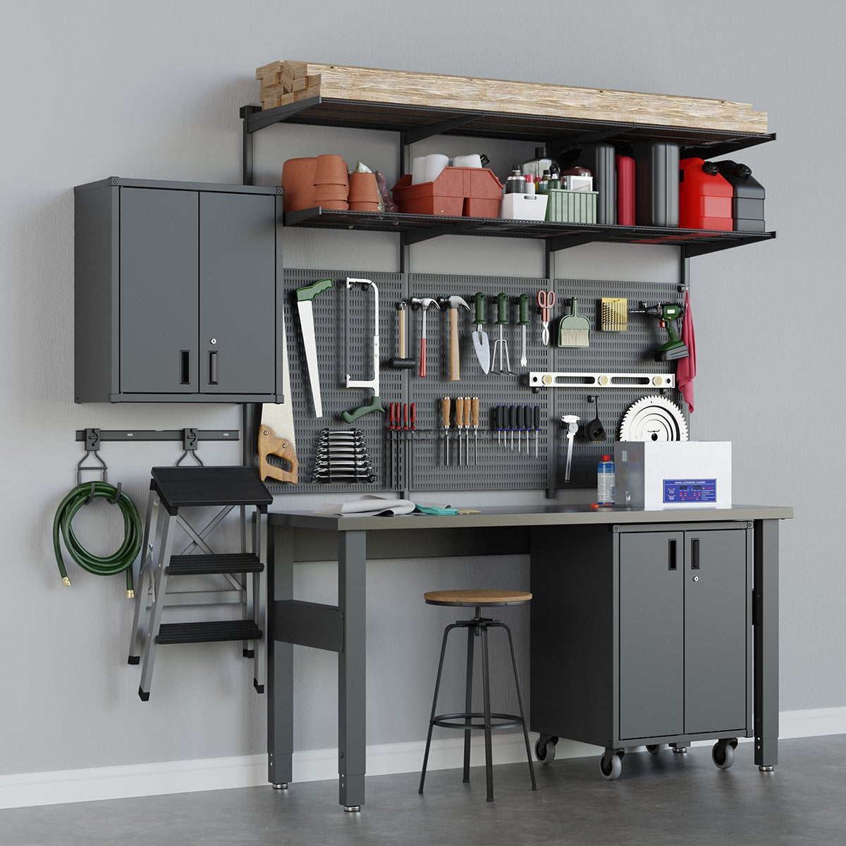 Garage Plus 8' Garage Solution with Work Bench | The Container Store