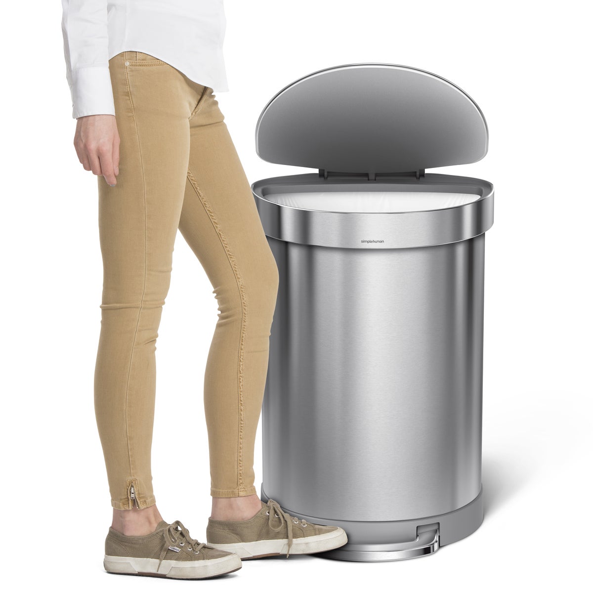 simplehuman 60L Semi-Round Step Can | The Container Store