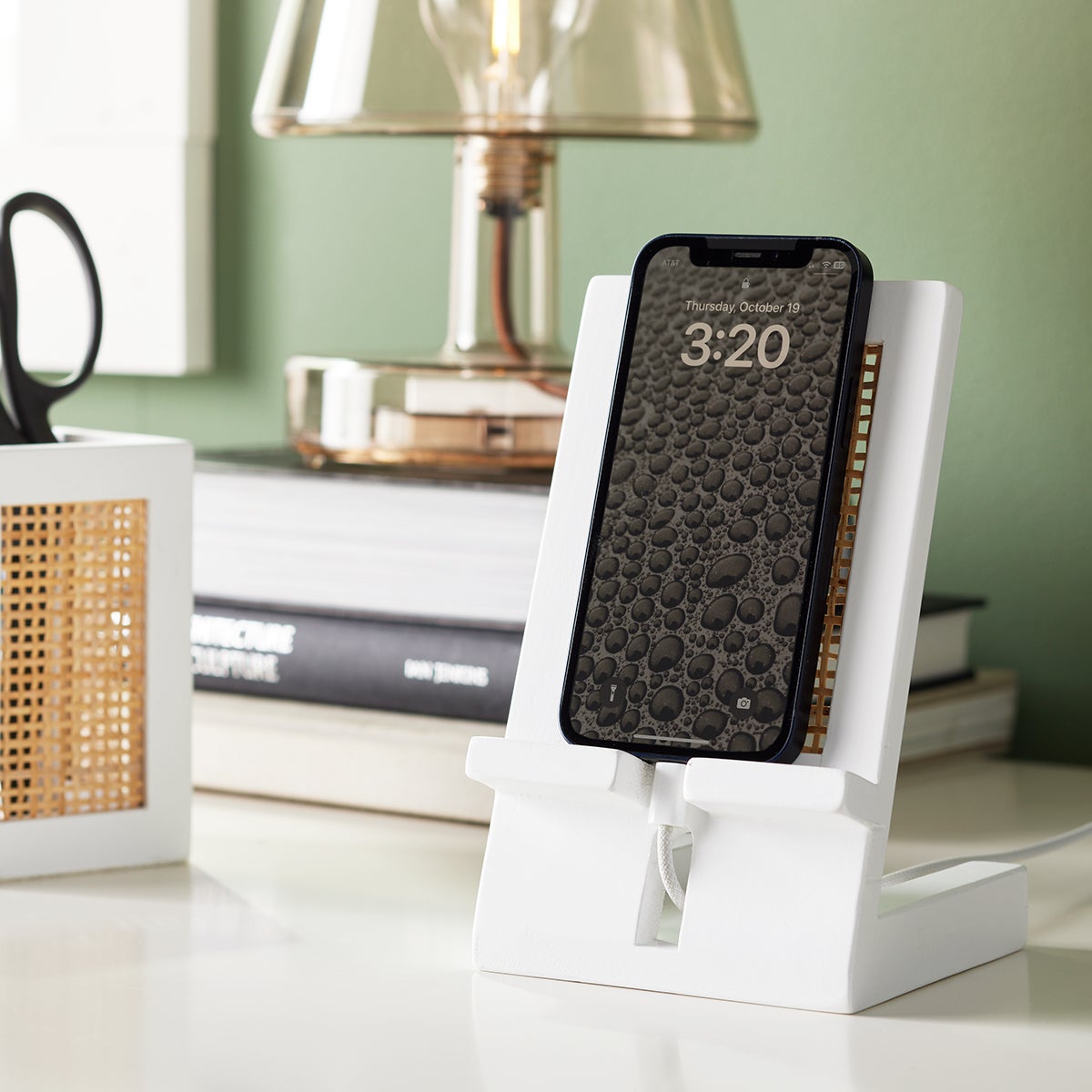 The Container Store Artisan Rattan Cane Phone & Tablet Stand