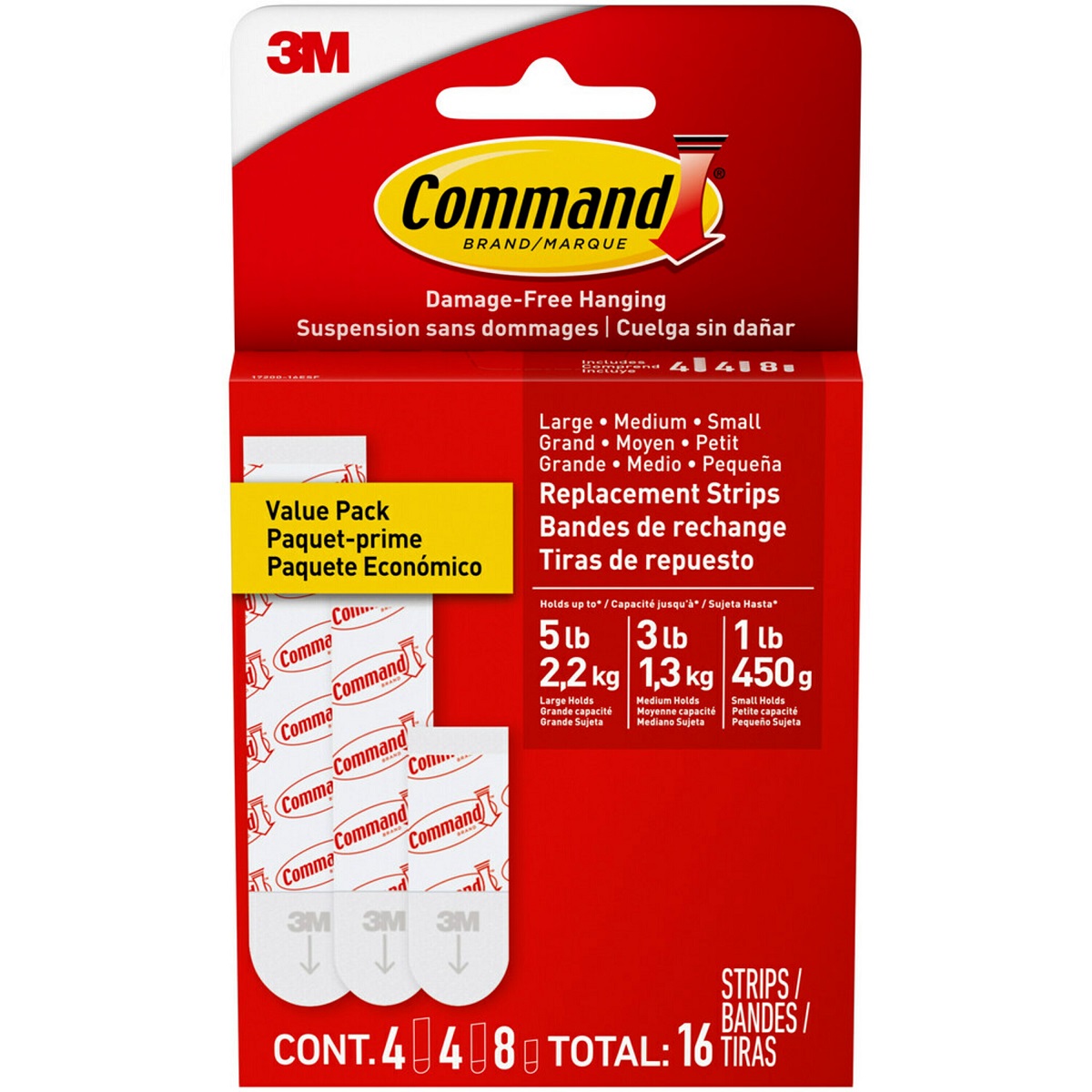 Command Damage-Free Hanging Assorted Refill Strips - 16 count
