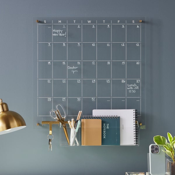 Russell Hazel Acrylic Clear Monthly Calendar