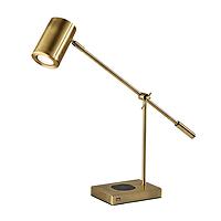 Adesso Collette Charge LED Desk Lamp Antique Brass