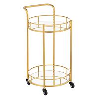mDesign 2-Tier Round Glass Bar Cart Soft Brass