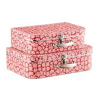 Bigso Suitcase Boxes Pink Poppies Set of 2