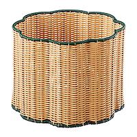 The Container Store Small Scalloped Edge Faux Rattan Bin Natural/Green