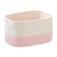 The Container Store Cotton Rope Bin White/Pale Pink