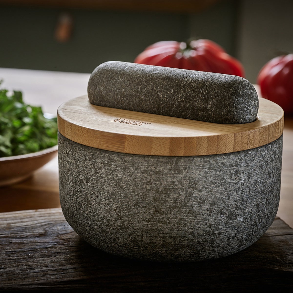 Joseph Joseph Dash Pestle & Mortar with Bamboo Lid | The Container