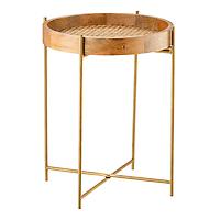 Be Home Small Rattan & Mango Wood Side Table Natural/Gold