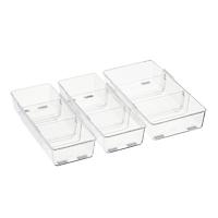 Elfa Classic Wide Expandable Drawer Organizer Kit Clear Set of 3