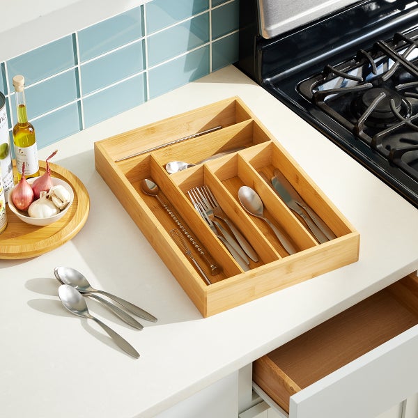 Deep Bamboo Silverware Tray