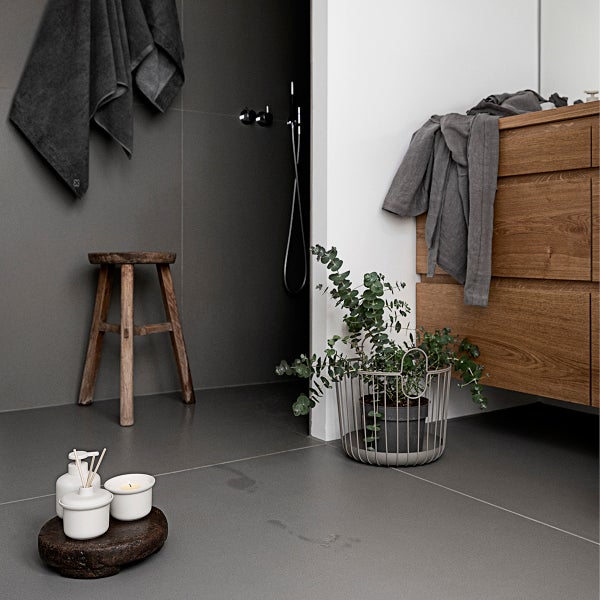 Zone Denmark Inu - Cestino piccolo con manici, in metallo, per bagno, cucina, tavolo, in metallo, diametro: 38 cm, altezza: 18 cm, colore: grigio (grigio) : Neu Studio