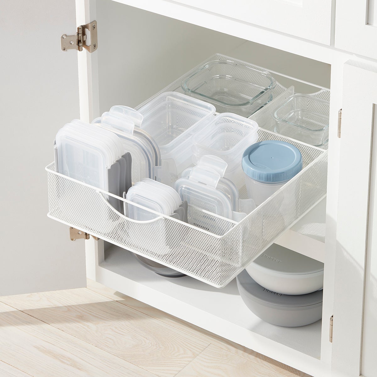 White Mesh Food Storage & Lid Organizers