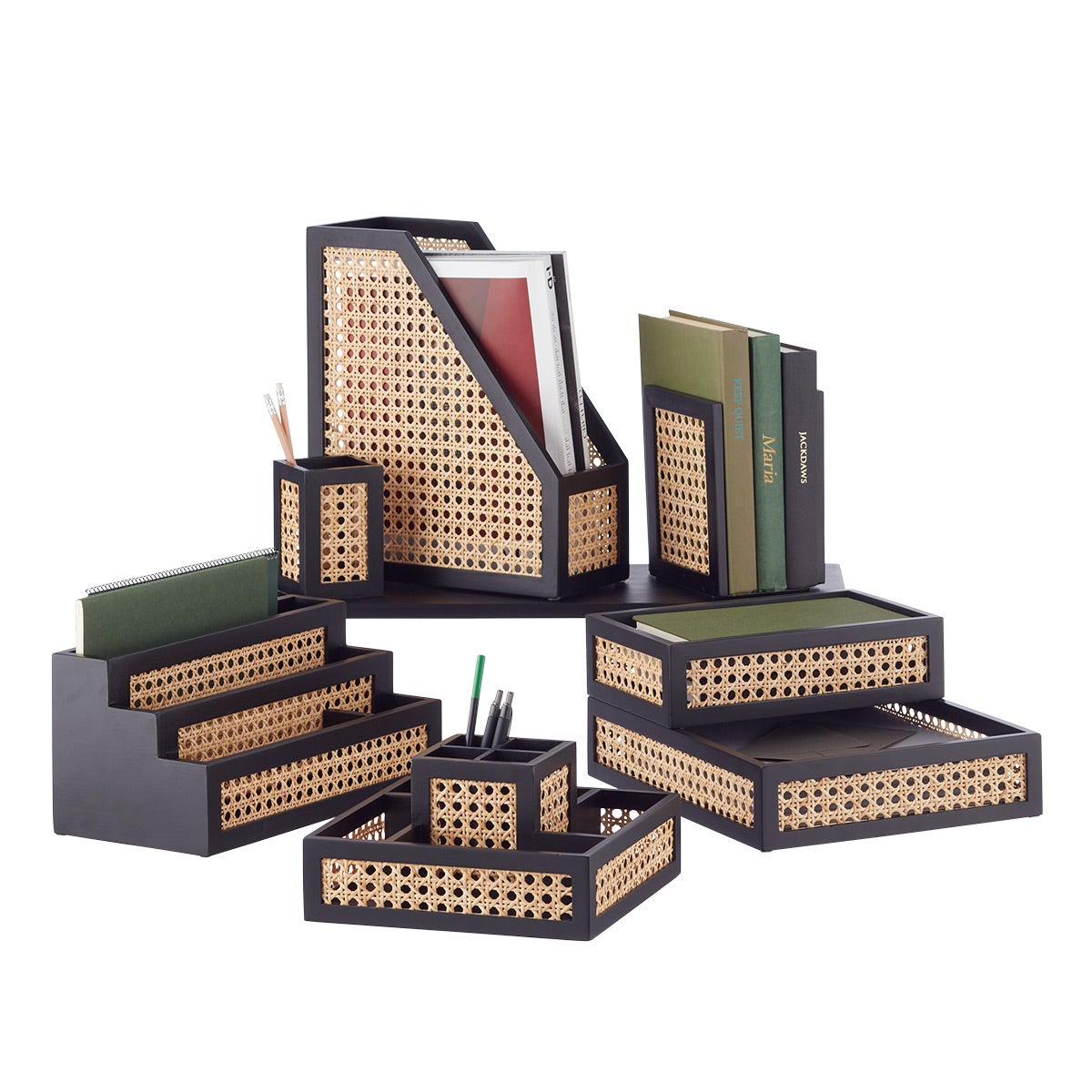The Container Store Artisan Rattan Cane Square Rotating Organizer