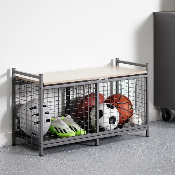 Black Heavy-Duty Storage Bench