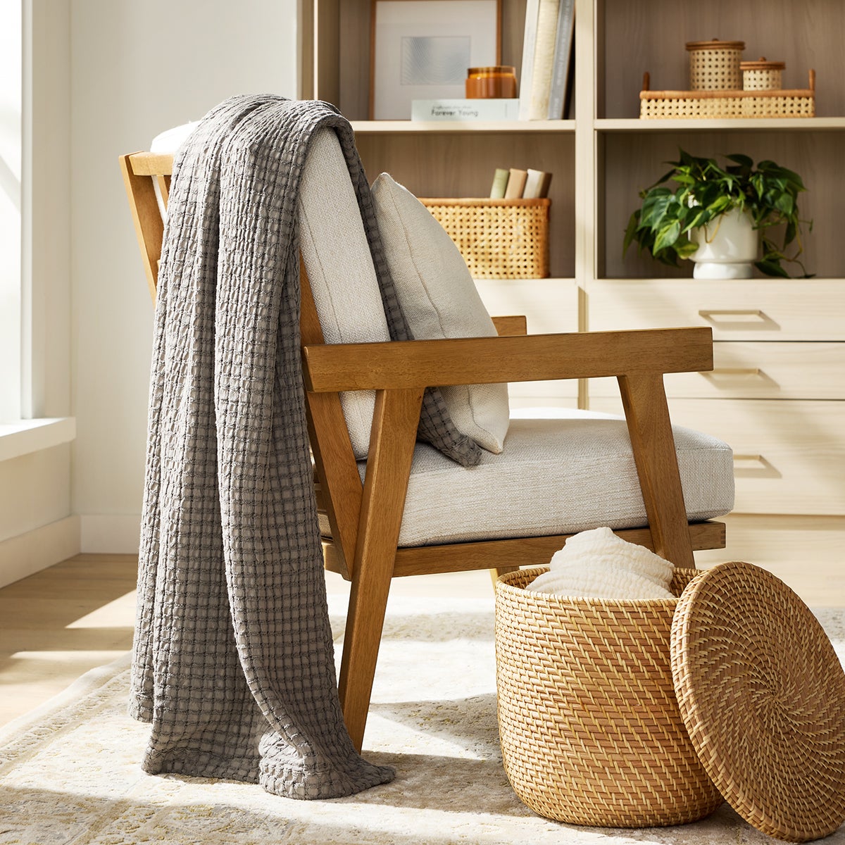 The Container Store Rattan Bins with Lid