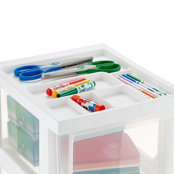 Iris 3-Drawer Storage Cart with Organizer Top