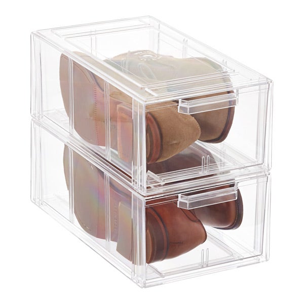 Clear stackable large shoe drawer hotsell