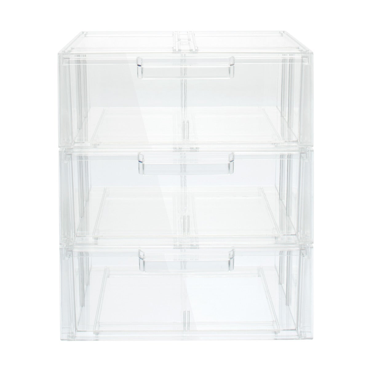 The Container Store Clearline Stackable Shirt & Accessory Drawer Case of 3