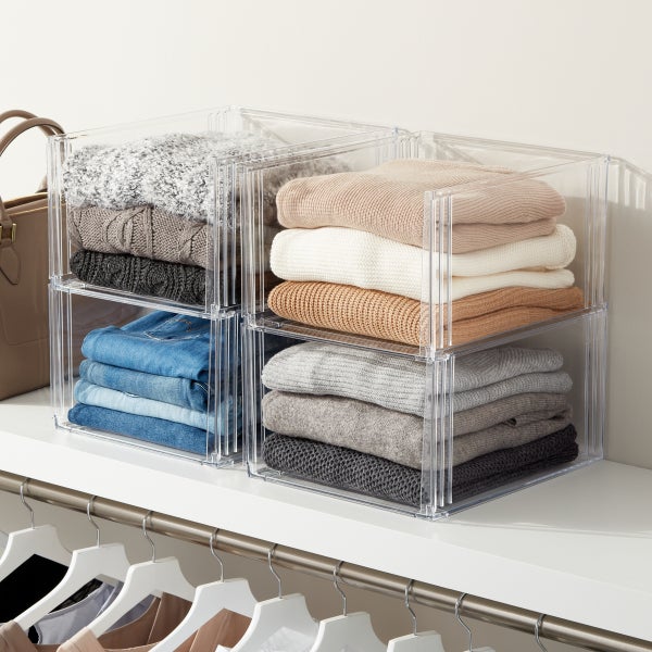 The Container Store Case of 4 Clearline Tall Open Bins Clear