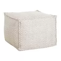 annie selke Diamond Indoor/Outdoor Pouf Natural/White