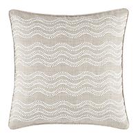 annie selke Indoor/Outdoor Scout Embroidered Throw Pillow Natural/White
