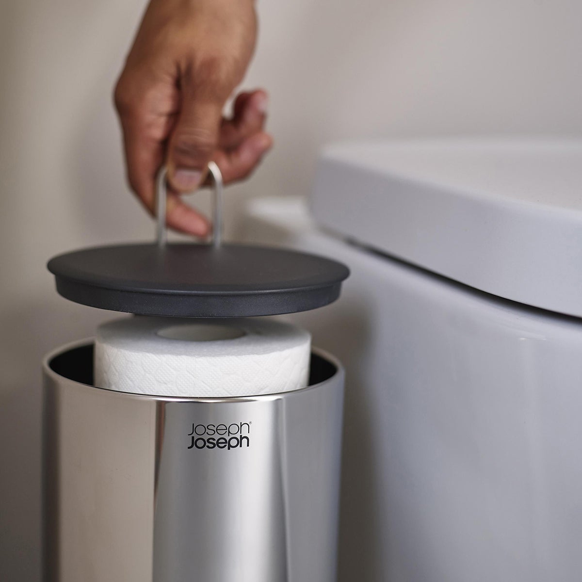 Joseph Joseph Easystore Luxe Stainless-Steel Concealed Toilet Paper Holder