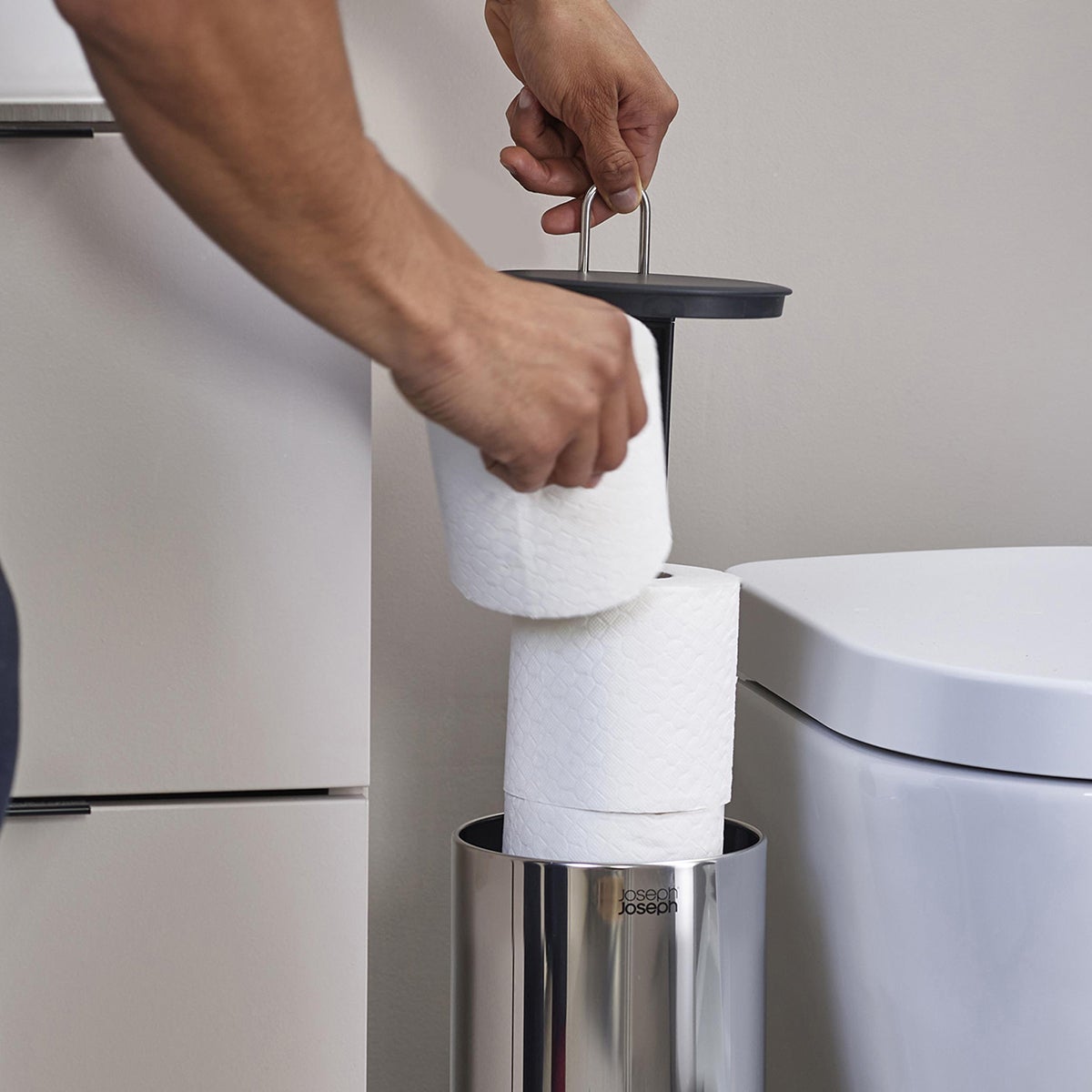 Joseph Joseph Easystore Luxe Stainless-Steel Concealed Toilet Paper Holder