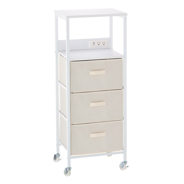 The Container Store 3-Drawer Rolling Cart with Power
