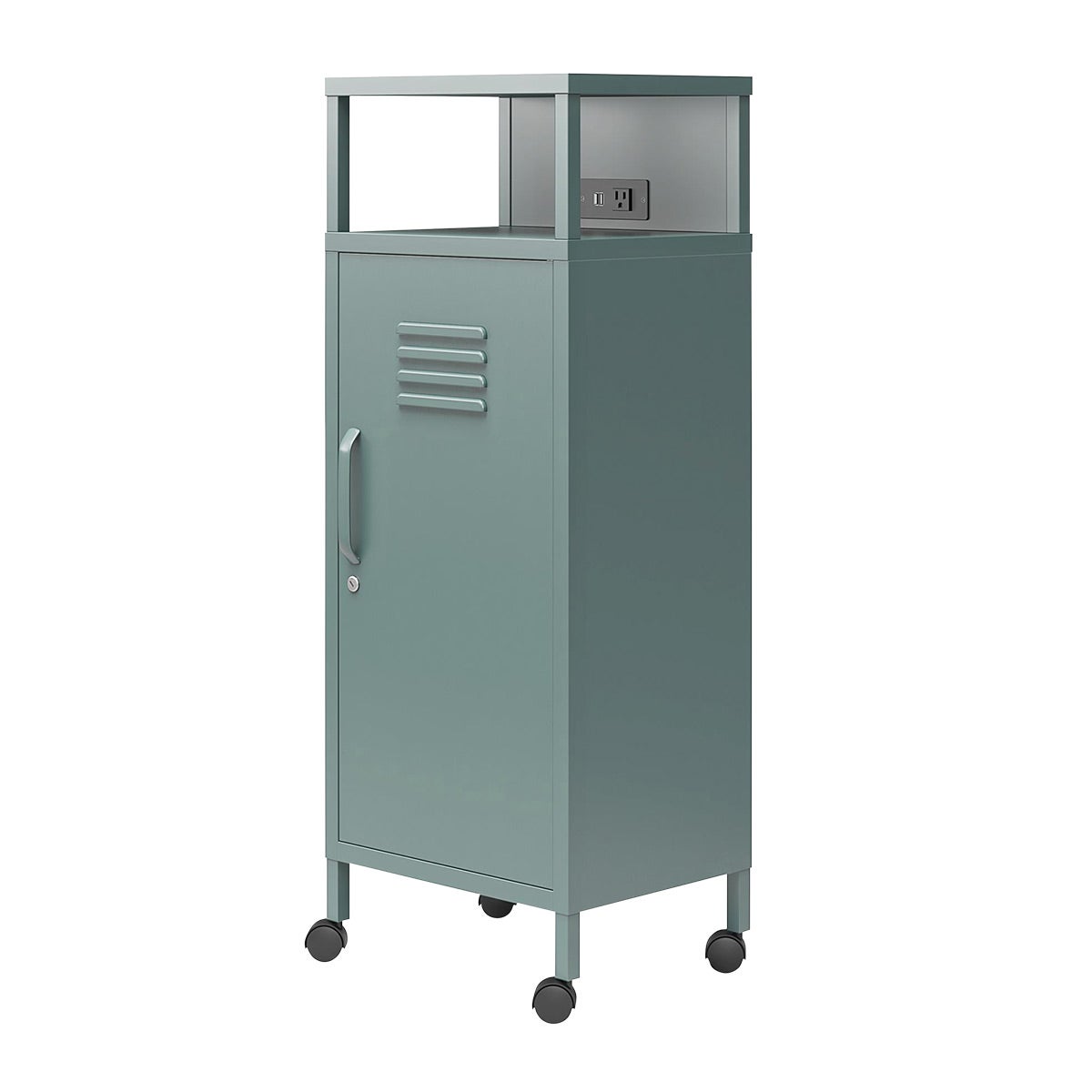Novogratz Cache Metal Locker-Style Nightstand Storage Cart
