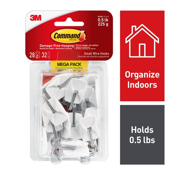3M Command Small Wire Hooks Pack of 28