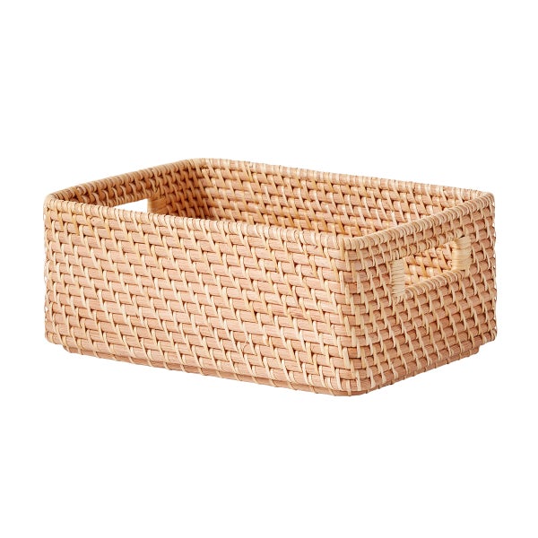 The Container Store Ori Rattan Bin with Handles