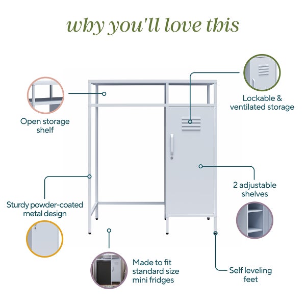 Novogratz Cache Metal Locker Style Mini Refrigerator Organizer