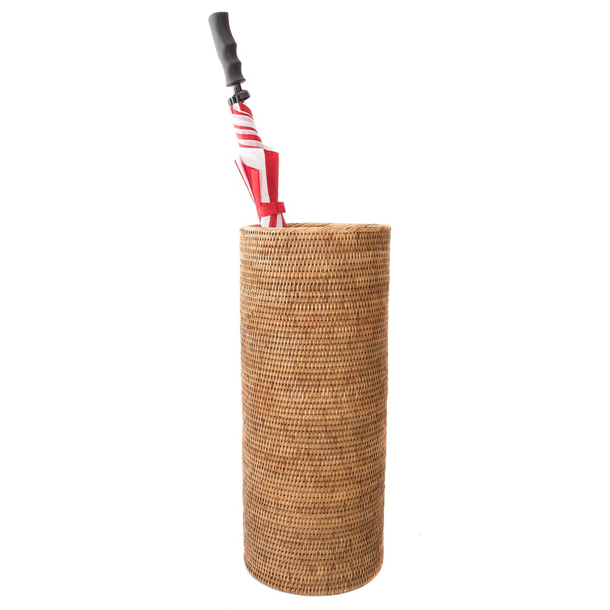Luxshiny Woven Umbrella Stand With Water Tray - Freestanding Tall Basket For Entryway, Holds Yoga Mats & Trekking Poles Too-717845