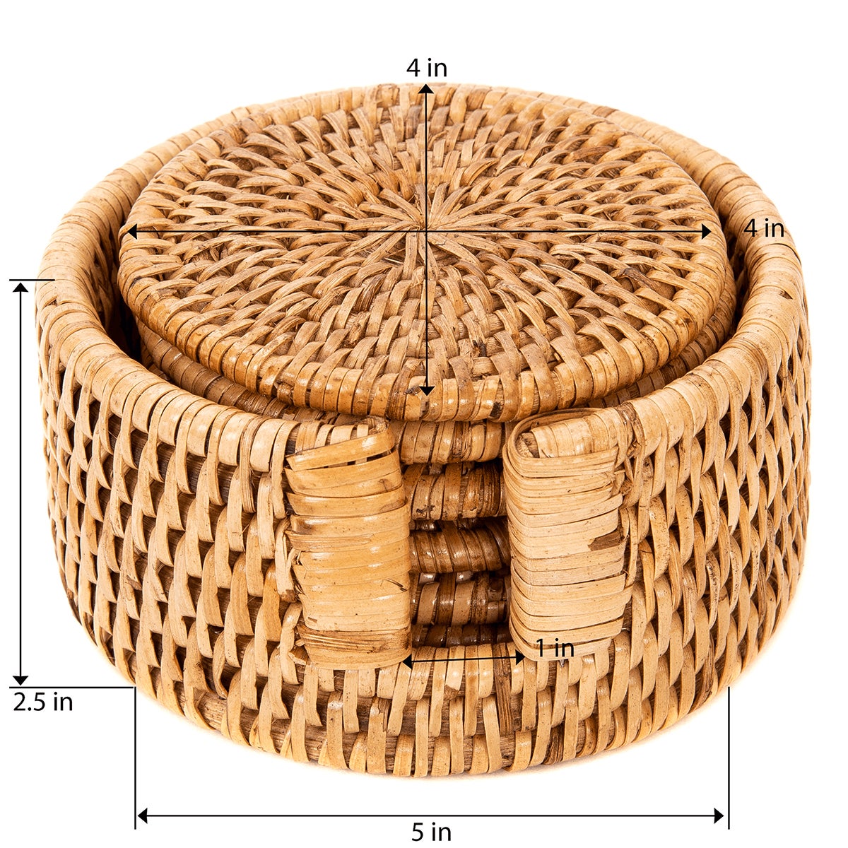 Artifacts Trading Co. Rattan Round Coasters with Box | The