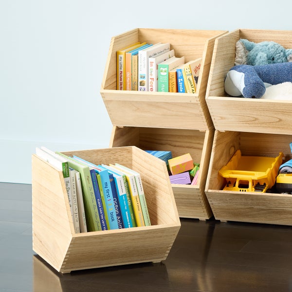 Large Wooden Stacking Bin