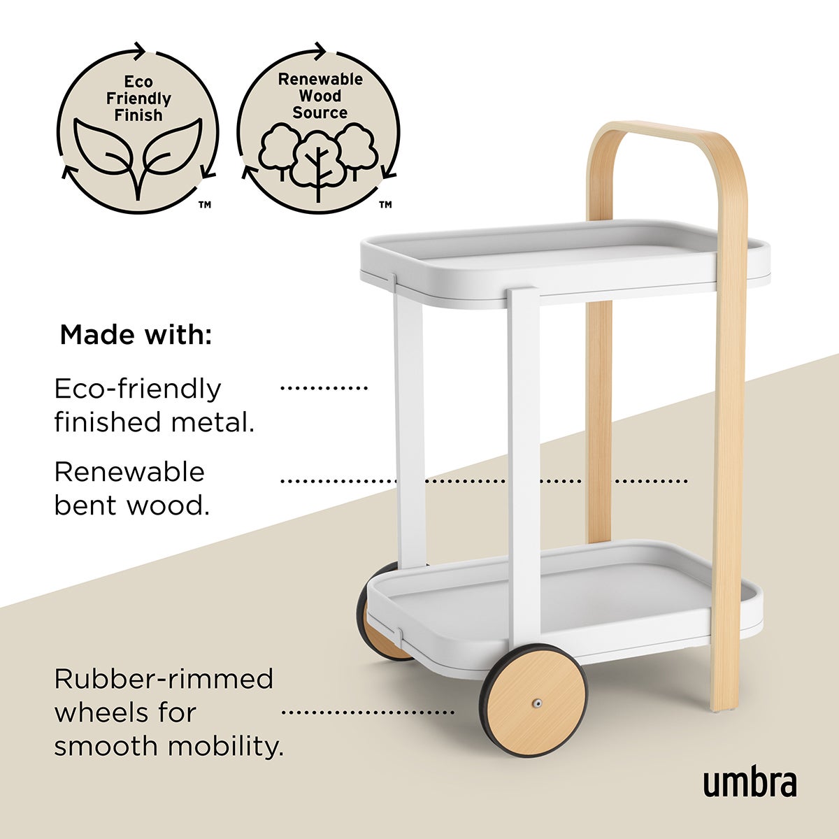 Umbra Bellwood Bar & Serving Cart | The Container Store