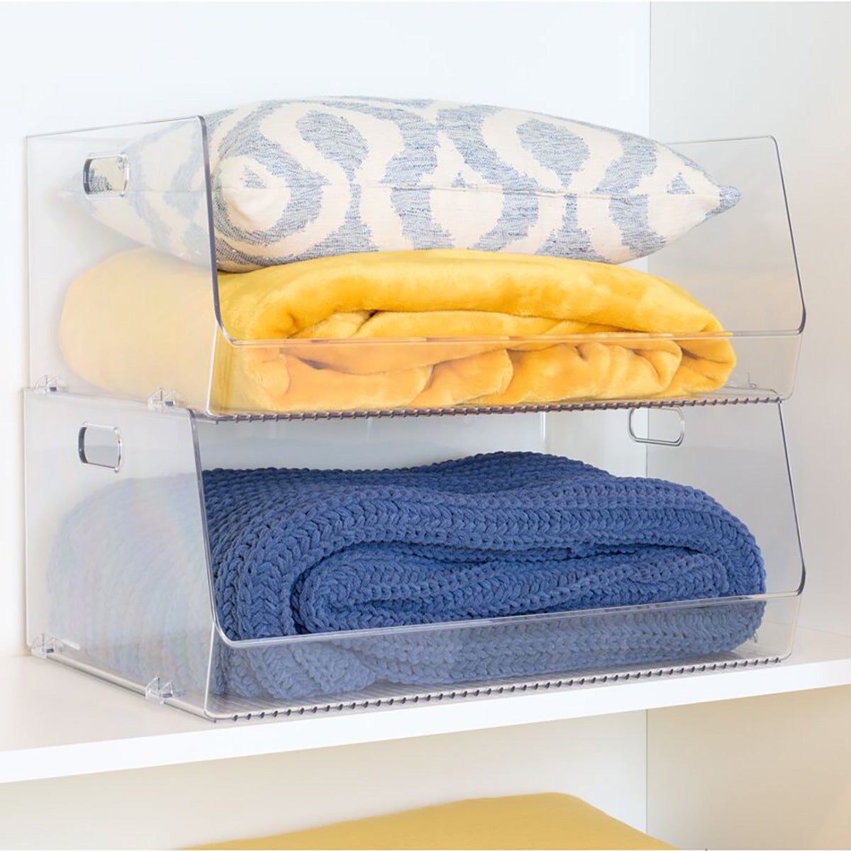 iDesign Extra Wide Linus Open Front Stacking Bin