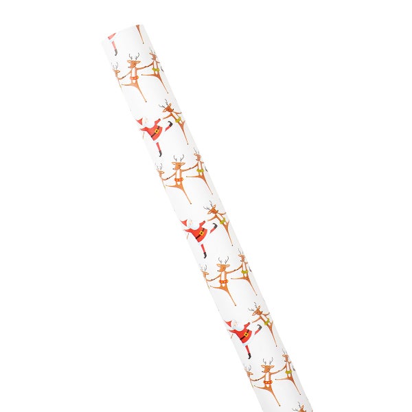 Caspari Santa's Kickline Wrapping Paper