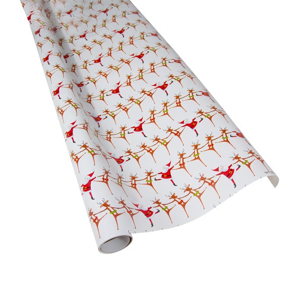 Caspari Santa's Kickline Wrapping Paper