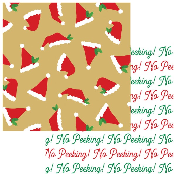 Caspari Santa Hats No Peeking Wrapping Paper