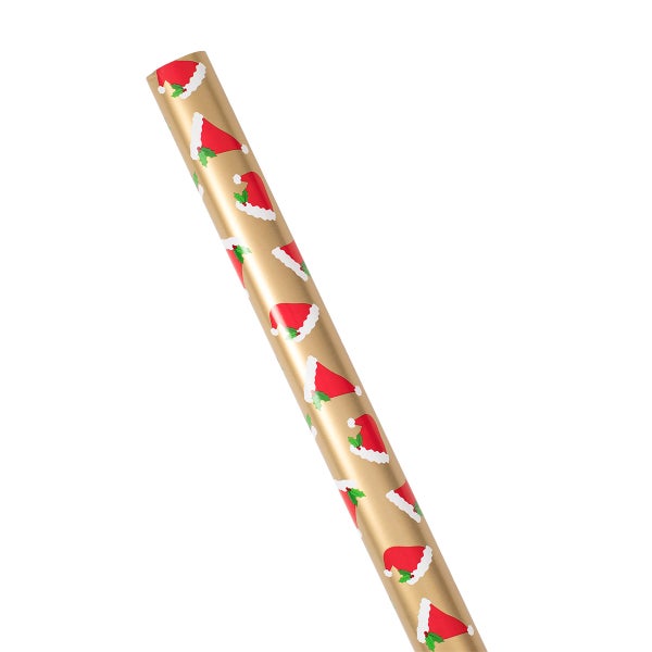 Caspari Santa Hats No Peeking Wrapping Paper
