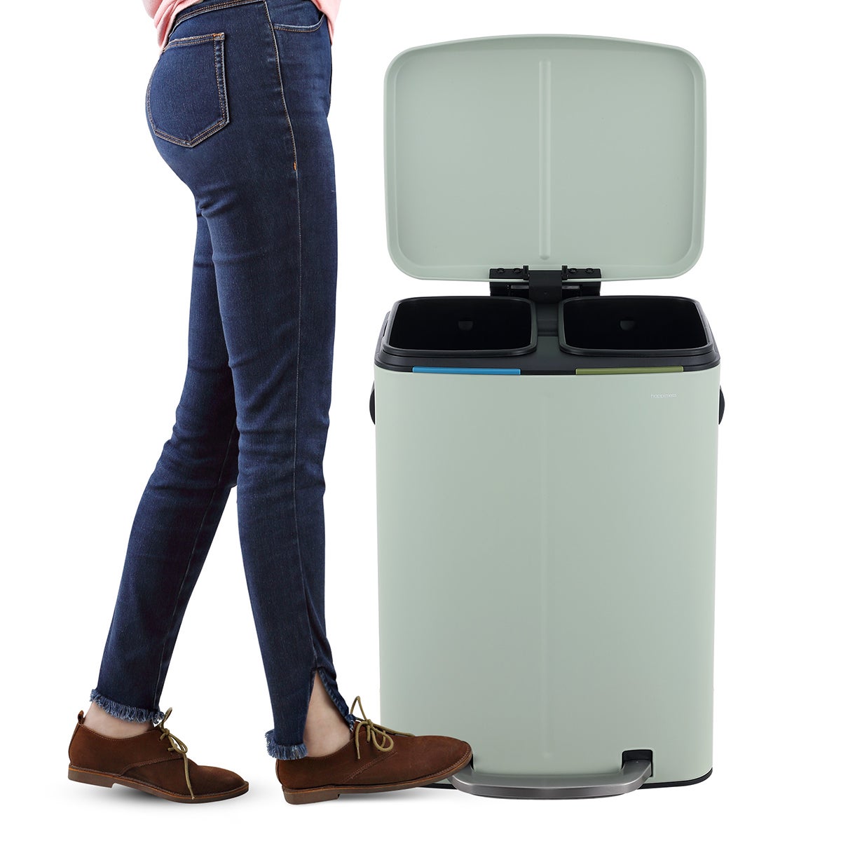 Happimess Marco Rectangular 10.6 Gallon Double Bucket Trash Can